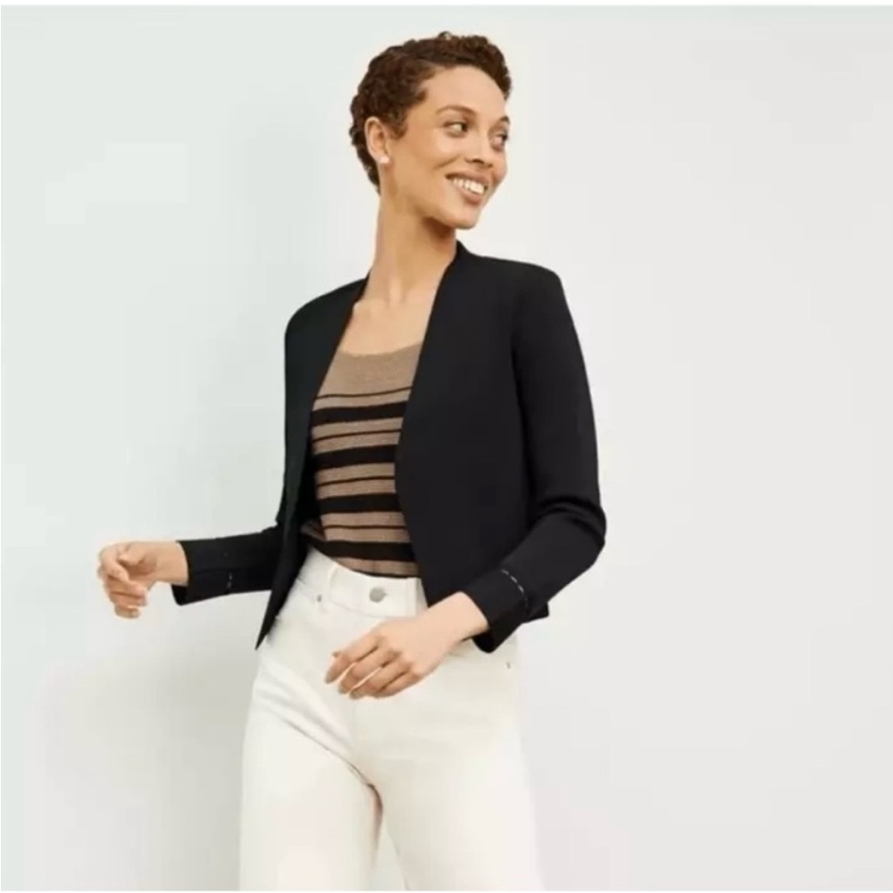 MM. Lafleur The Sant Ambroeus Open Front Cardigan Stretch Ribbed Black Size M